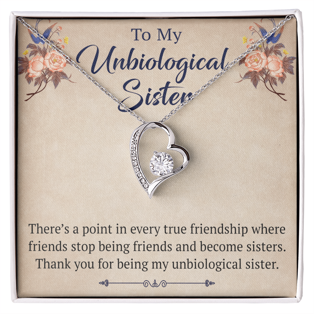 To My Unbiological Sister Forever Love Heart Necklace, Unique Gift for Birthday, Mother's Day, Christmas, or any Special Occasion