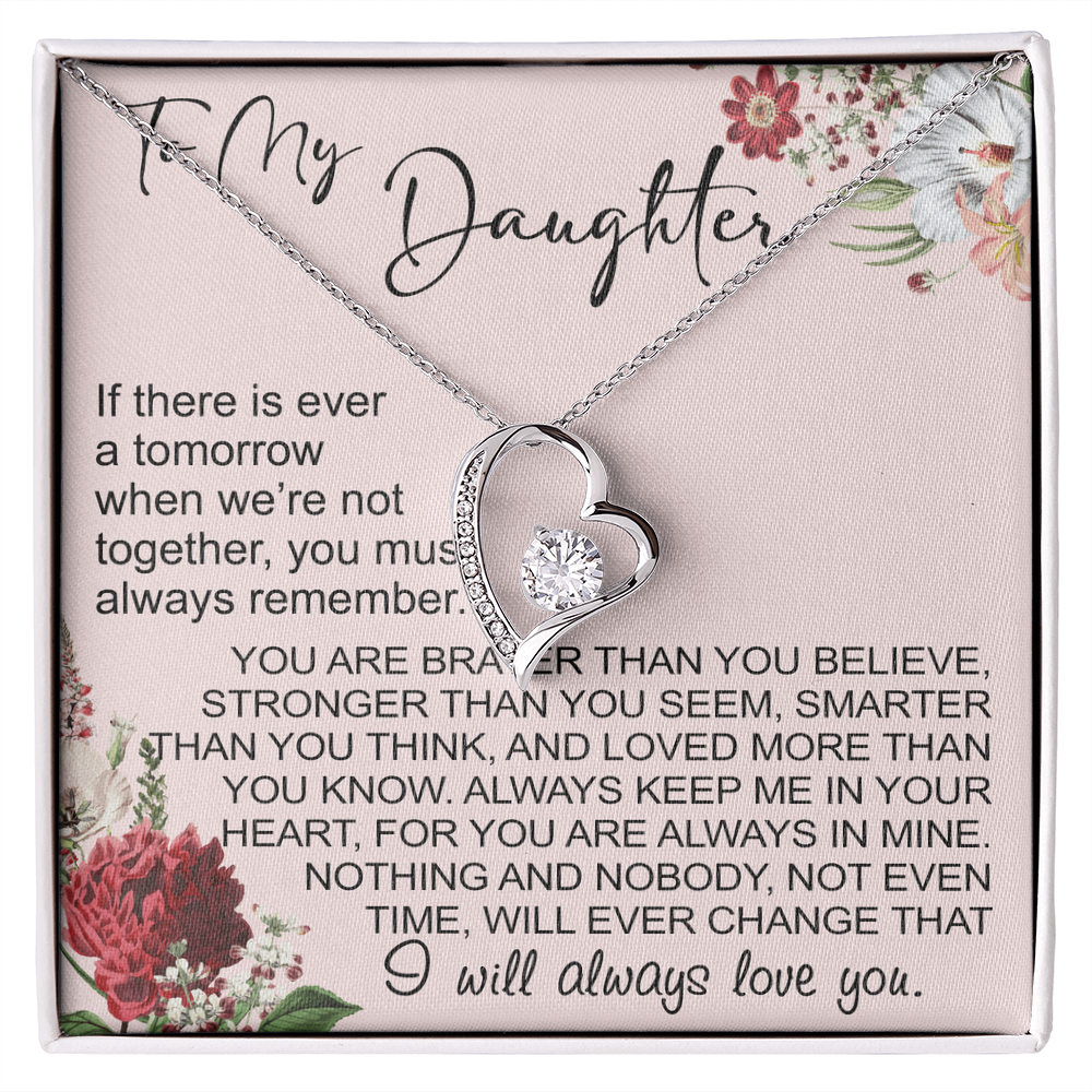 To My Daughter Gift from Dad Mom, Mother In Law, Father In Law - Forever Love Heart Necklace For Little Girl
