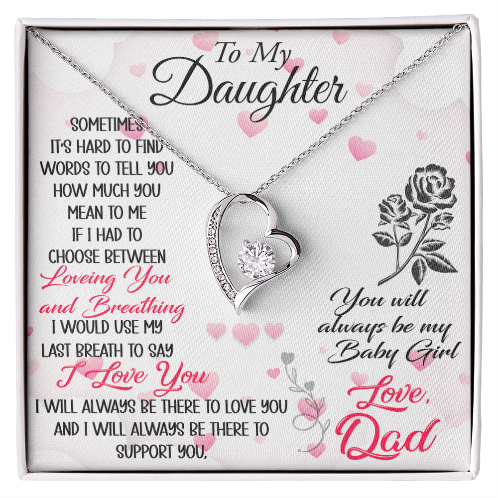 Proud Dad to Daughter Forever Love Necklace Gift for Birthday, Christmas, Back to School, Wedding or any Special Occasions. Best Gift from Father