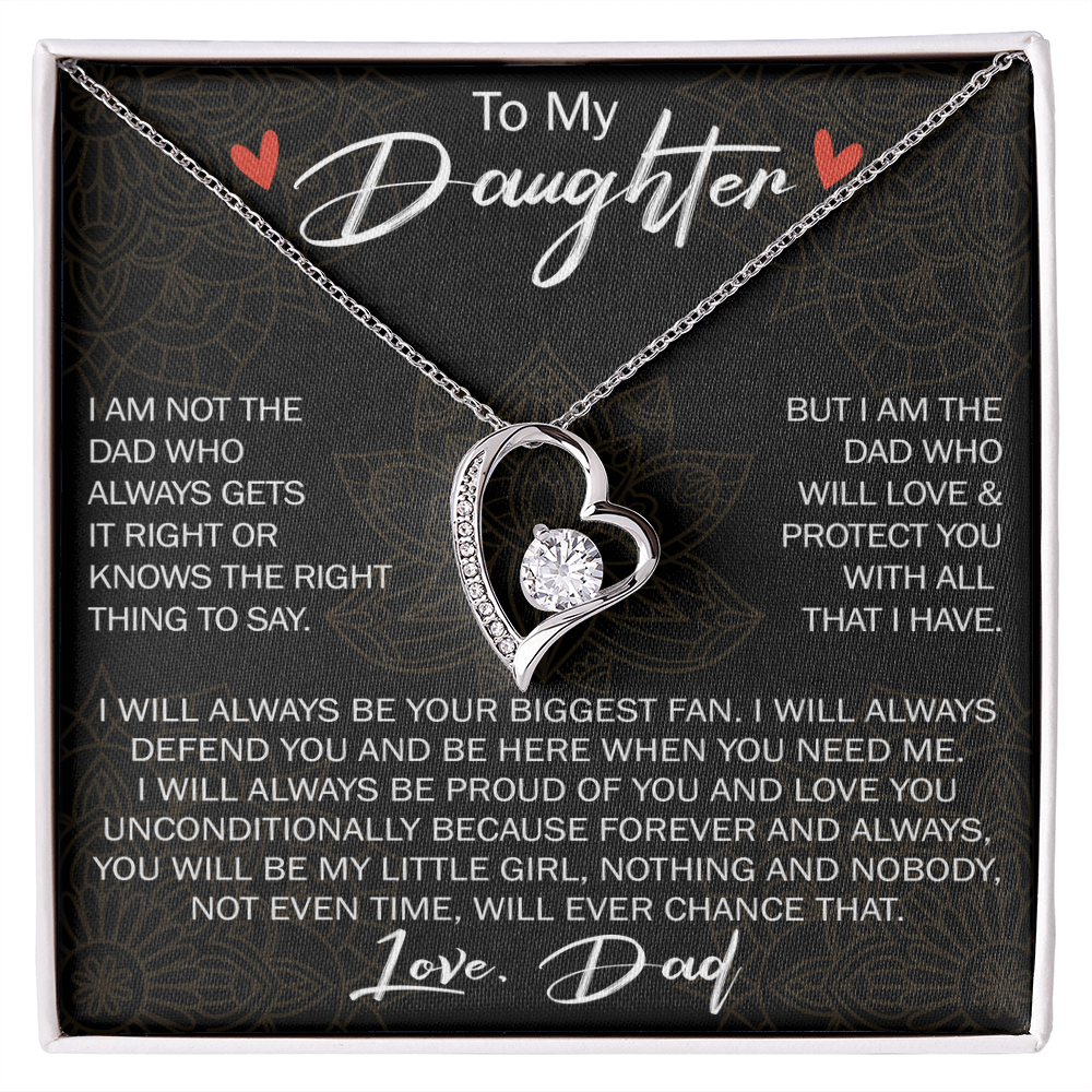 To My Daughter Forever Love Necklace Gift - Family Matching Jewelry for Birthday Back to School, Christmas Eve from Dad Papa, Father