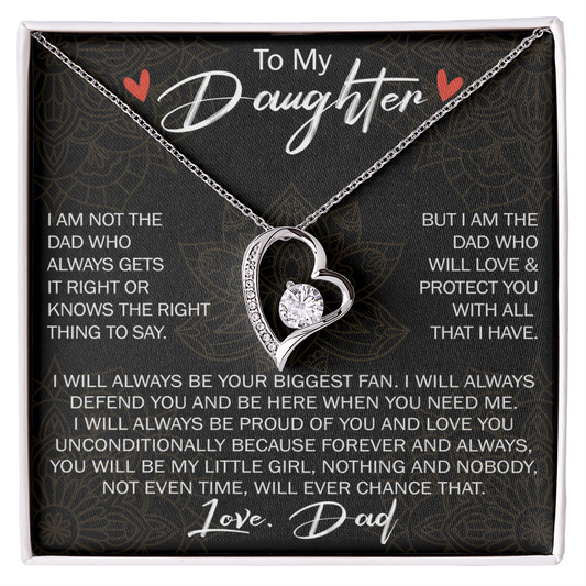 To My Daughter Forever Love Necklace Gift - Family Matching Jewelry for Birthday Back to School, Christmas Eve from Dad Papa, Father