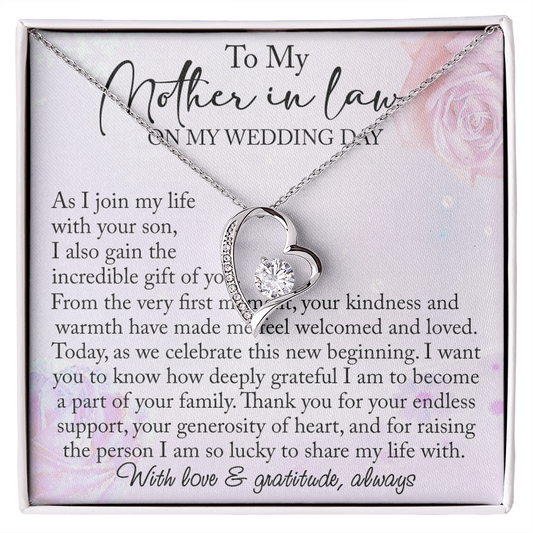 Mother-in-Law Wedding Day Forever Love Heart Necklace, Custom MIL Jewelry, Daughter-in-Law Gift, Personalized Gift From Bride