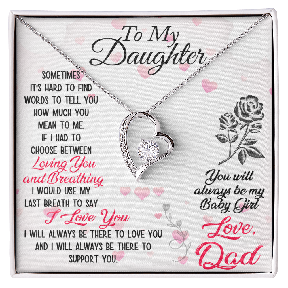 Proud Dad to Daughter Forever Love Necklace Gift for Birthday, Christmas, Back to School, Wedding or any Special Occasions. Best Gift from Father