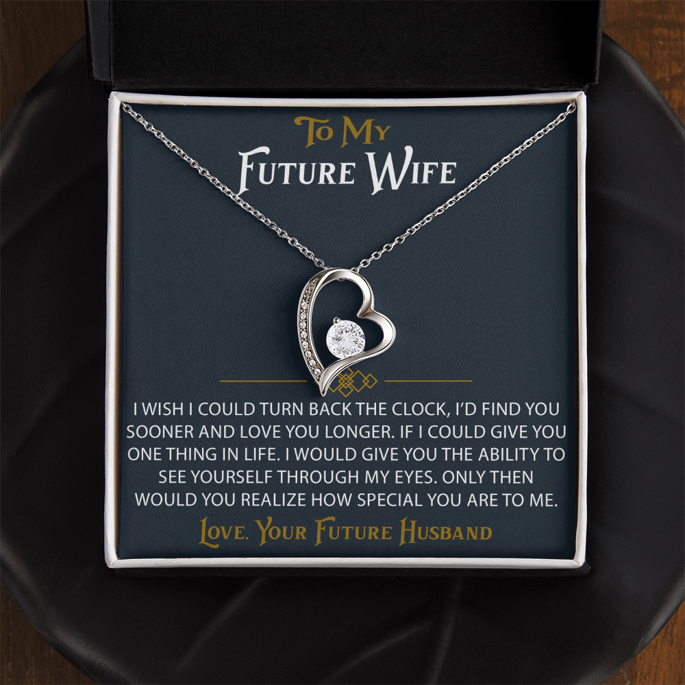 To My Future Wife Forever Love Heart Pendant Necklace Sentimental Gift for Bride (133562991407)