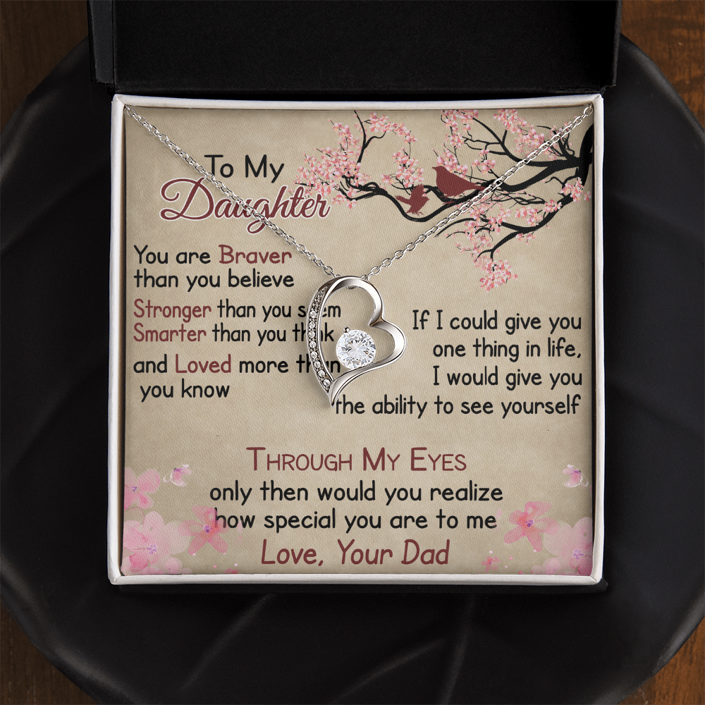 To My Daughter Gift from Dad - Forever Love Necklace for Your Princess, Little Girl Present