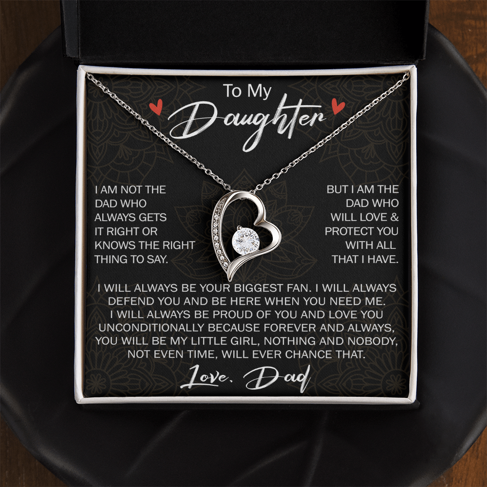 To My Daughter Gift from Dad - Forever Love Necklace for Your Princess, Little Girl Present - Birthday Gift