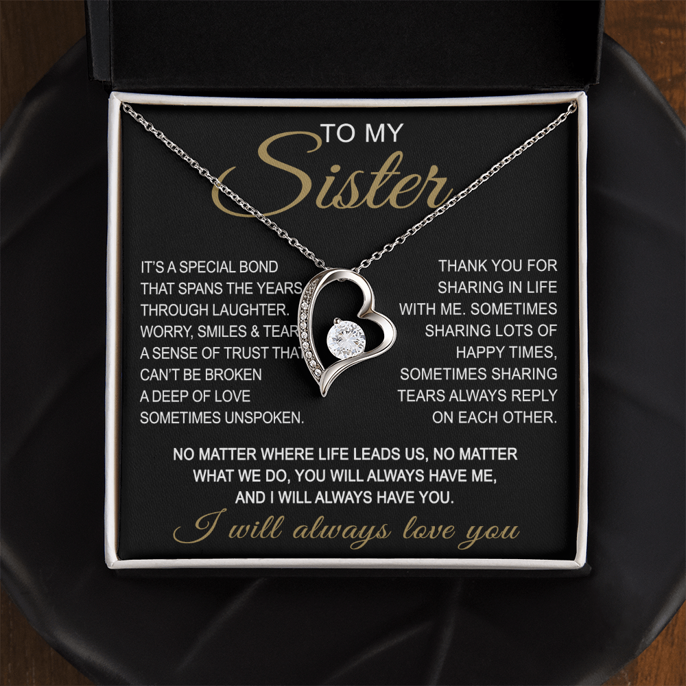 To My Sister Forever Love Necklace Sister Gifts With Heartfelt Message, Sister Gifts From Sister Brother For Birthday