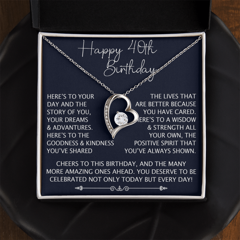 Happy 40th Birthday Gift - Forever Love Unique Necklace for Wife, Daughter, Grandma, Granddaughter, Mom, Women, Christmas, Birthday Gift