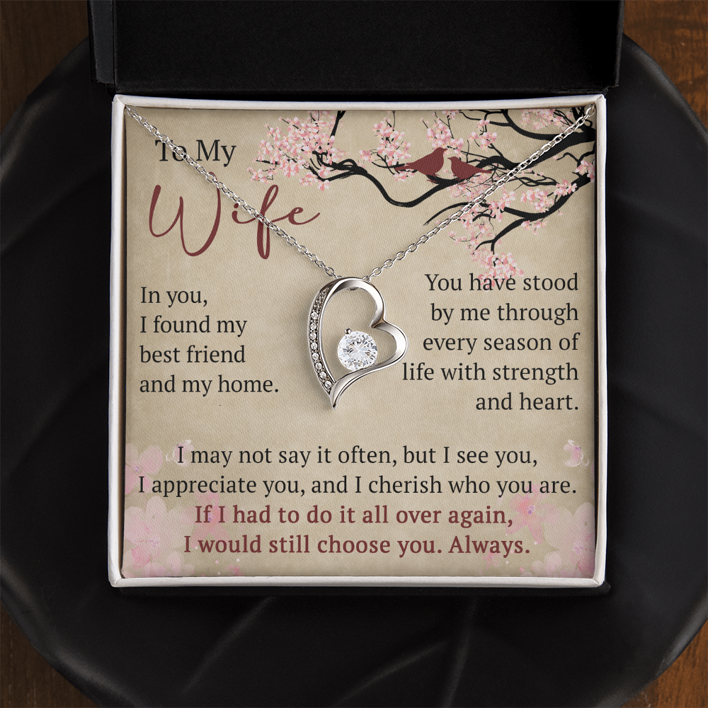 Wife Necklace Anniversary Gift Birthday Present For Her, Forever Love Necklace Romantic Keepsake from Husband