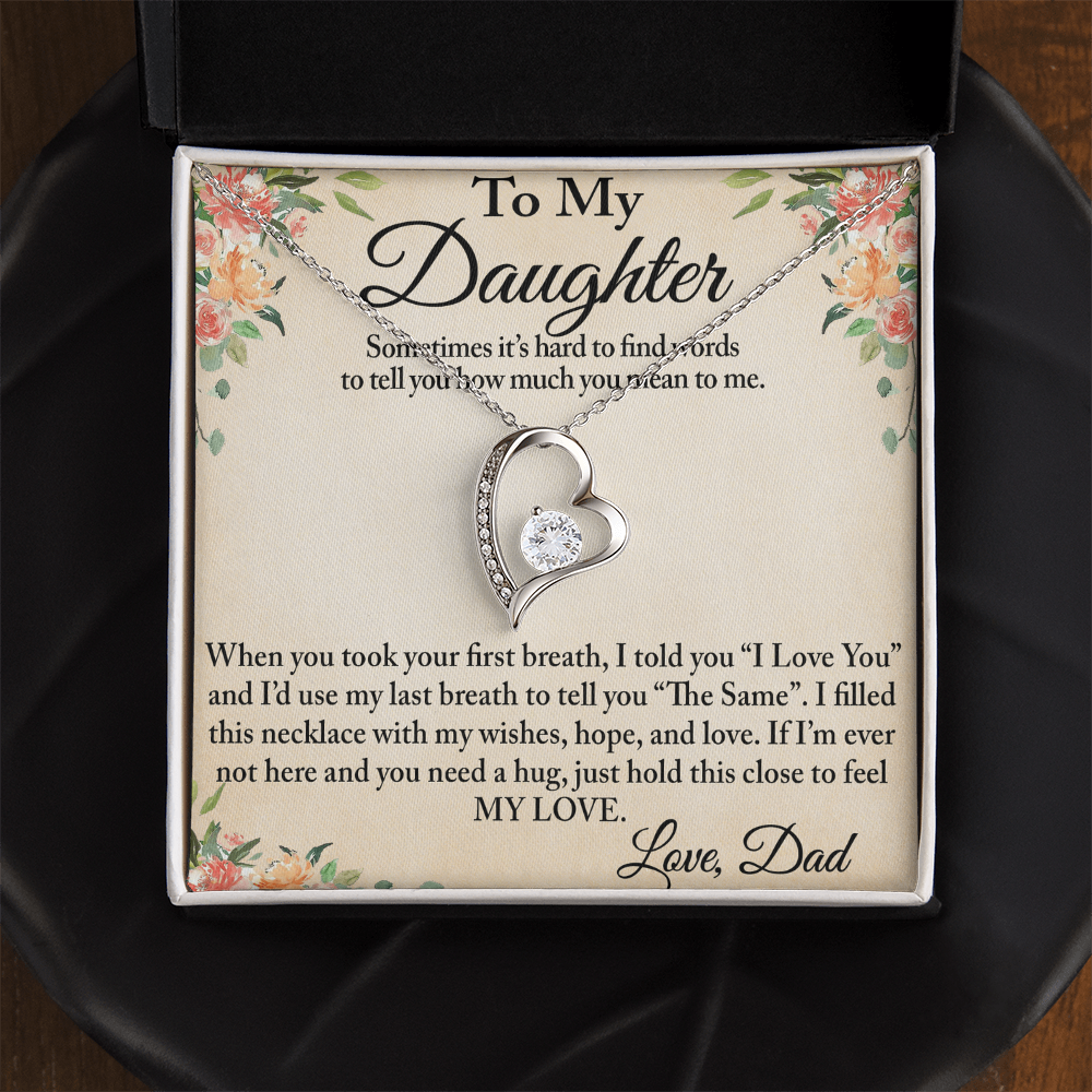 To My Daughter Unique Gift From Dad Forever Love Heart Necklace for Little Girl (134218942827)
