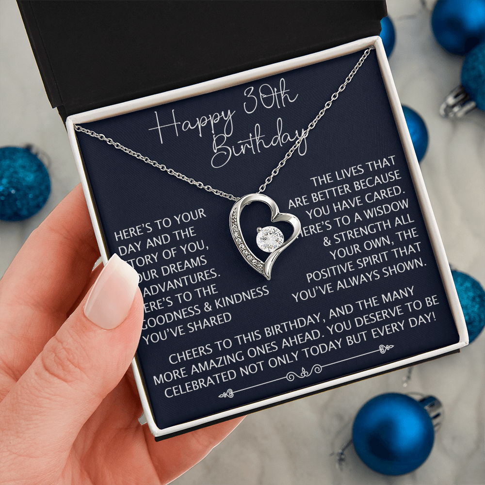 30th Birthday Gift for Her, Forever Love Heart Necklace, 30th Birthday Jewelry, Turning 30 Keepsake Gift for