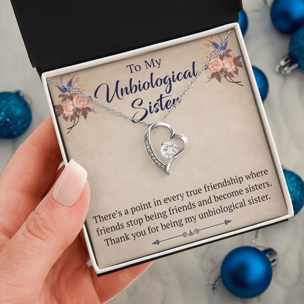 To My Unbiological Sister Forever Love Heart Necklace, Unique Gift for Birthday, Mother's Day, Christmas, or any Special Occasion