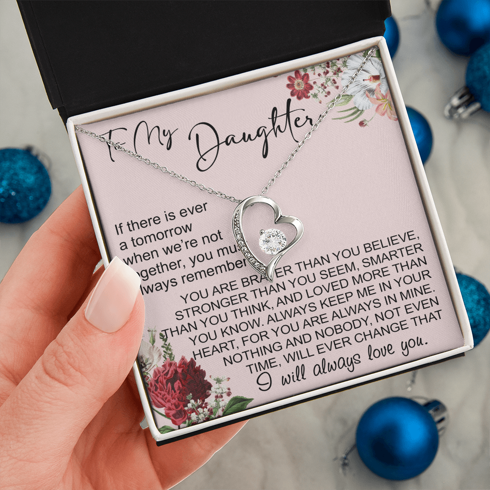To My Daughter Gift from Dad Mom, Mother In Law, Father In Law - Forever Love Heart Necklace For Little Girl