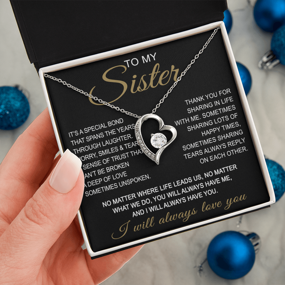 To My Sister Forever Love Necklace Sister Gifts With Heartfelt Message, Sister Gifts From Sister Brother For Birthday