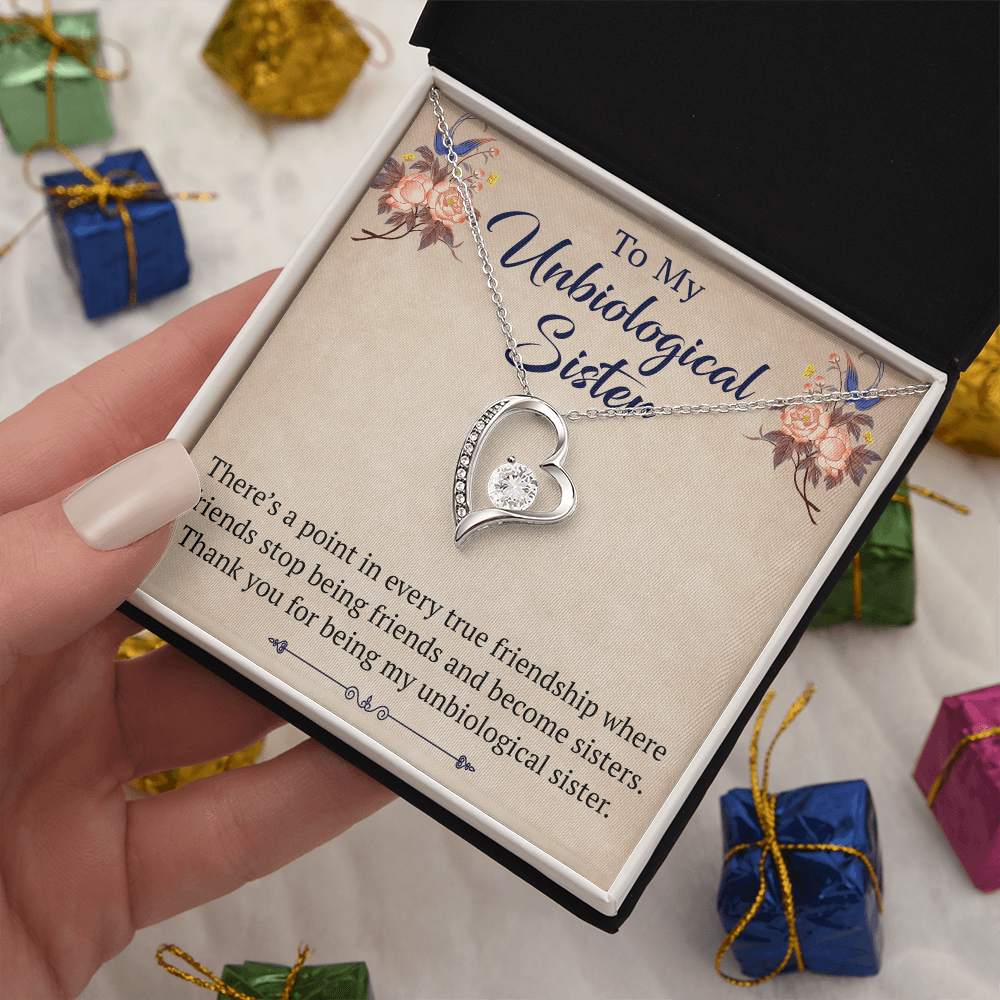 To My Unbiological Sister Forever Love Heart Necklace, Unique Gift for Birthday, Mother's Day, Christmas, or any Special Occasion