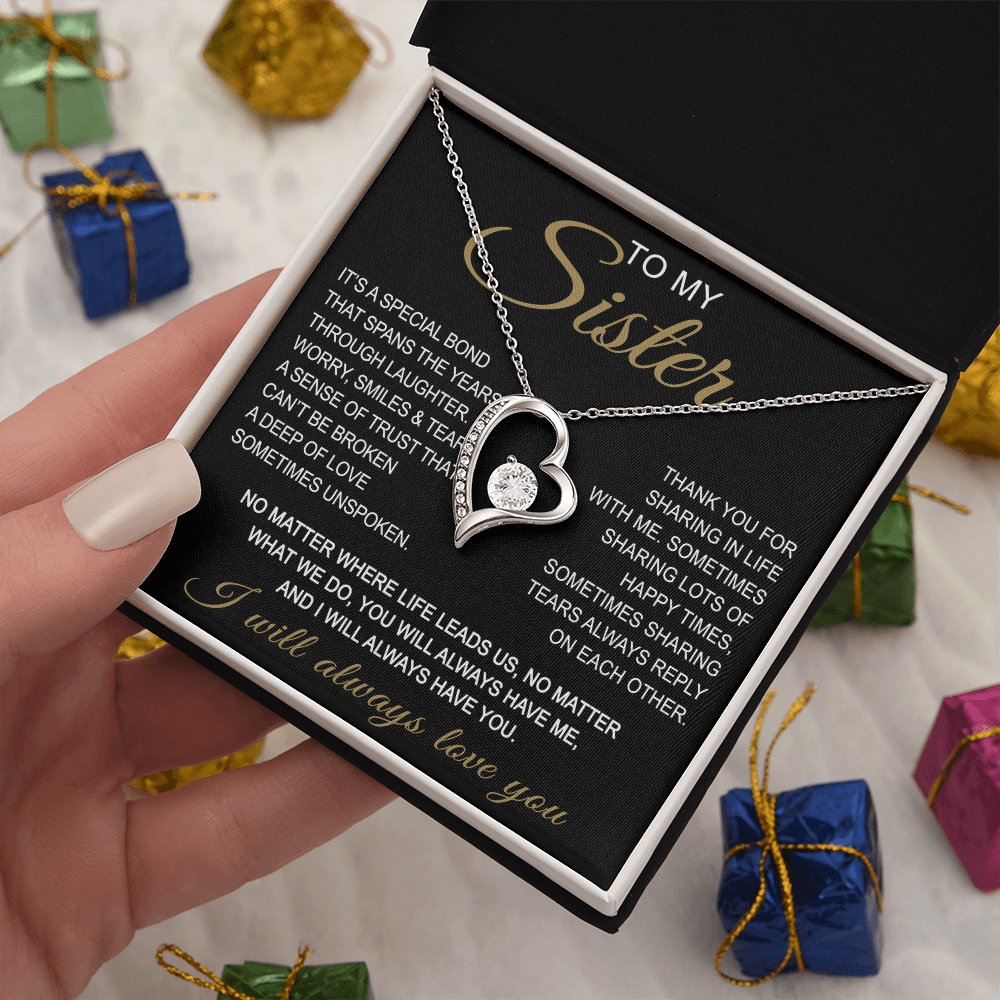 To My Sister Forever Love Necklace Sister Gifts With Heartfelt Message, Sister Gifts From Sister Brother For Birthday