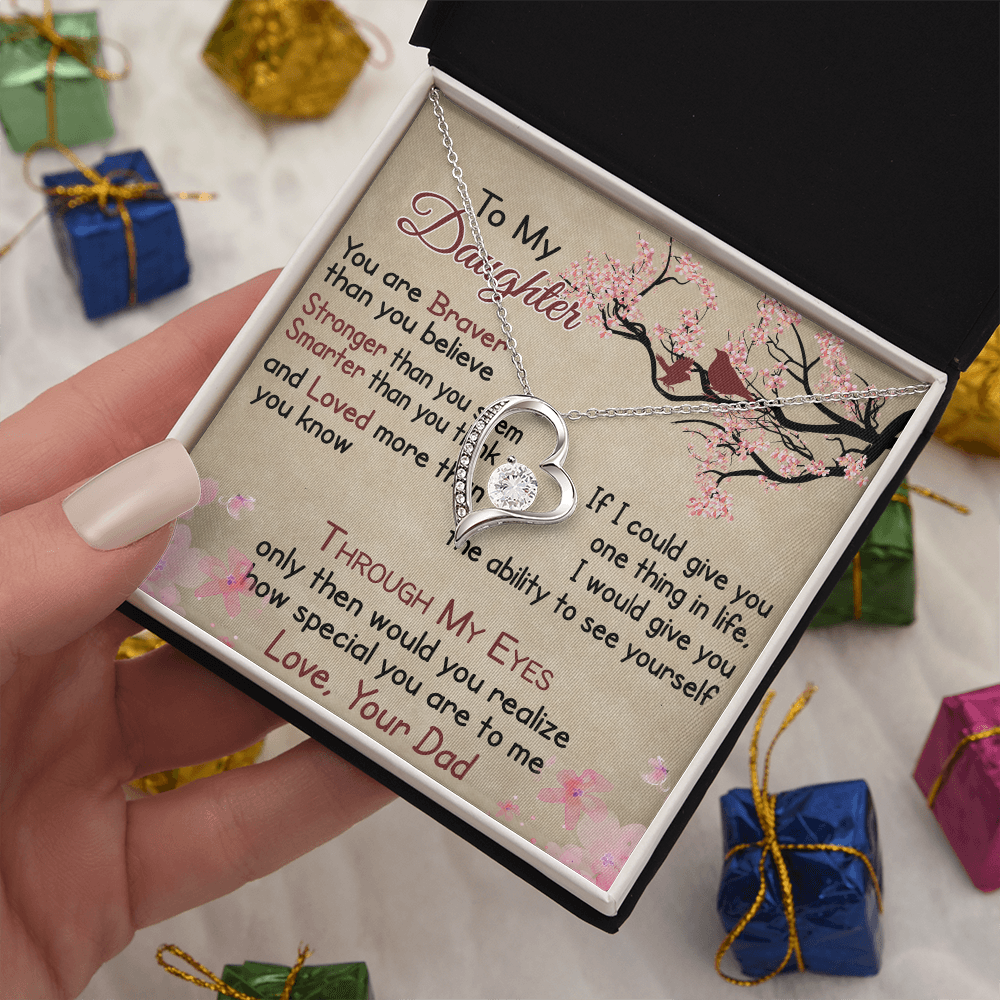 To My Daughter Gift from Dad - Forever Love Necklace for Your Princess, Little Girl Present