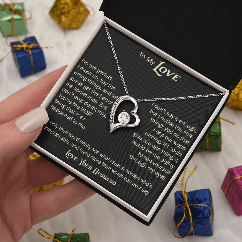 Forever Love Necklace for Wife From Husband, Anniversary Jewelry, Christmas Birthday Present for Her, To My Soulmate Gift