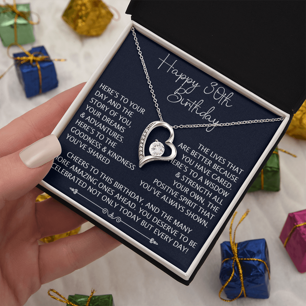 30th Birthday Gift for Her, Forever Love Heart Necklace, 30th Birthday Jewelry, Turning 30 Keepsake Gift for