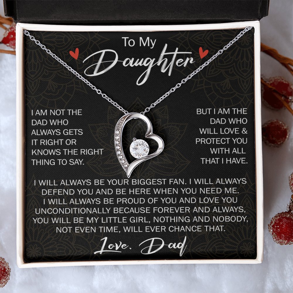 To My Daughter Gift from Dad - Forever Love Necklace for Your Princess, Little Girl Present - Birthday Gift