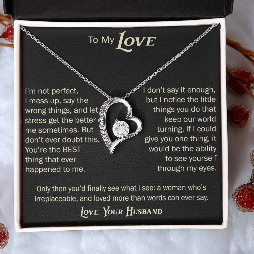 Forever Love Necklace for Wife From Husband, Anniversary Jewelry, Christmas Birthday Present for Her, To My Soulmate Gift