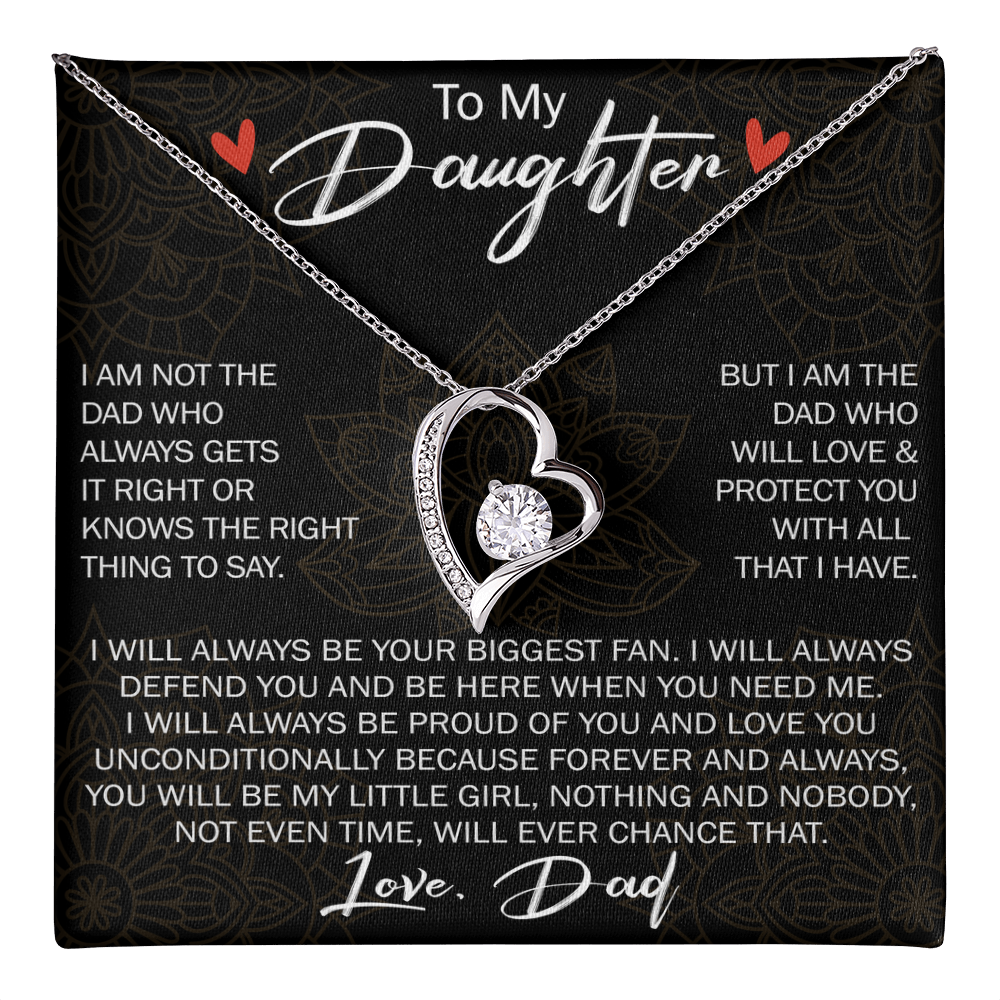 To My Daughter Forever Love Necklace Gift - Family Matching Jewelry for Birthday Back to School, Christmas Eve from Dad Papa, Father