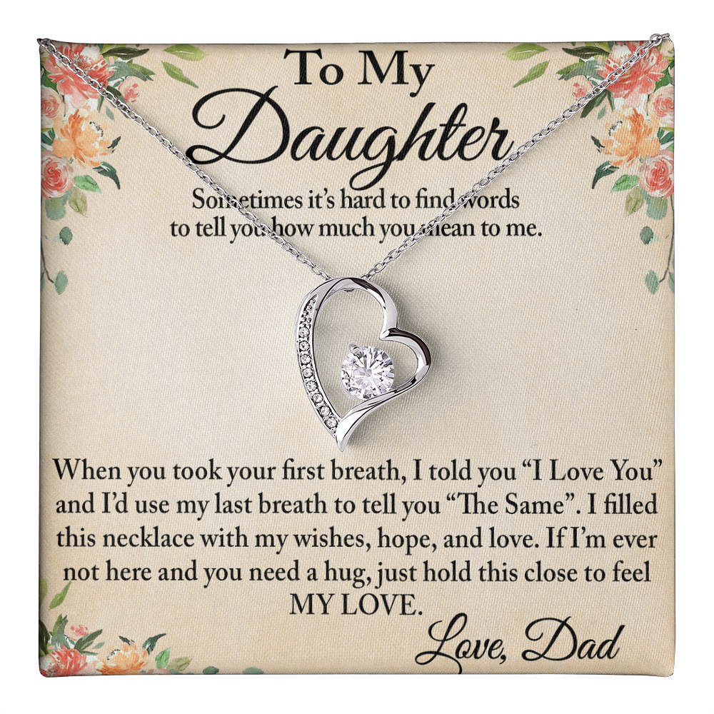 To My Daughter Unique Gift From Dad Forever Love Heart Necklace for Little Girl (134218942827)