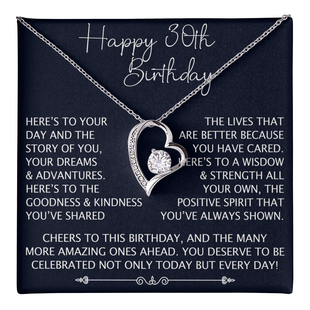 30th Birthday Gift for Her, Forever Love Heart Necklace, 30th Birthday Jewelry, Turning 30 Keepsake Gift for