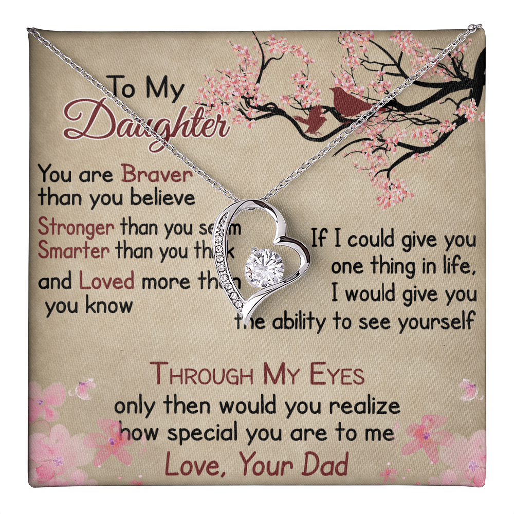 To My Daughter Gift from Dad - Forever Love Necklace for Your Princess, Little Girl Present