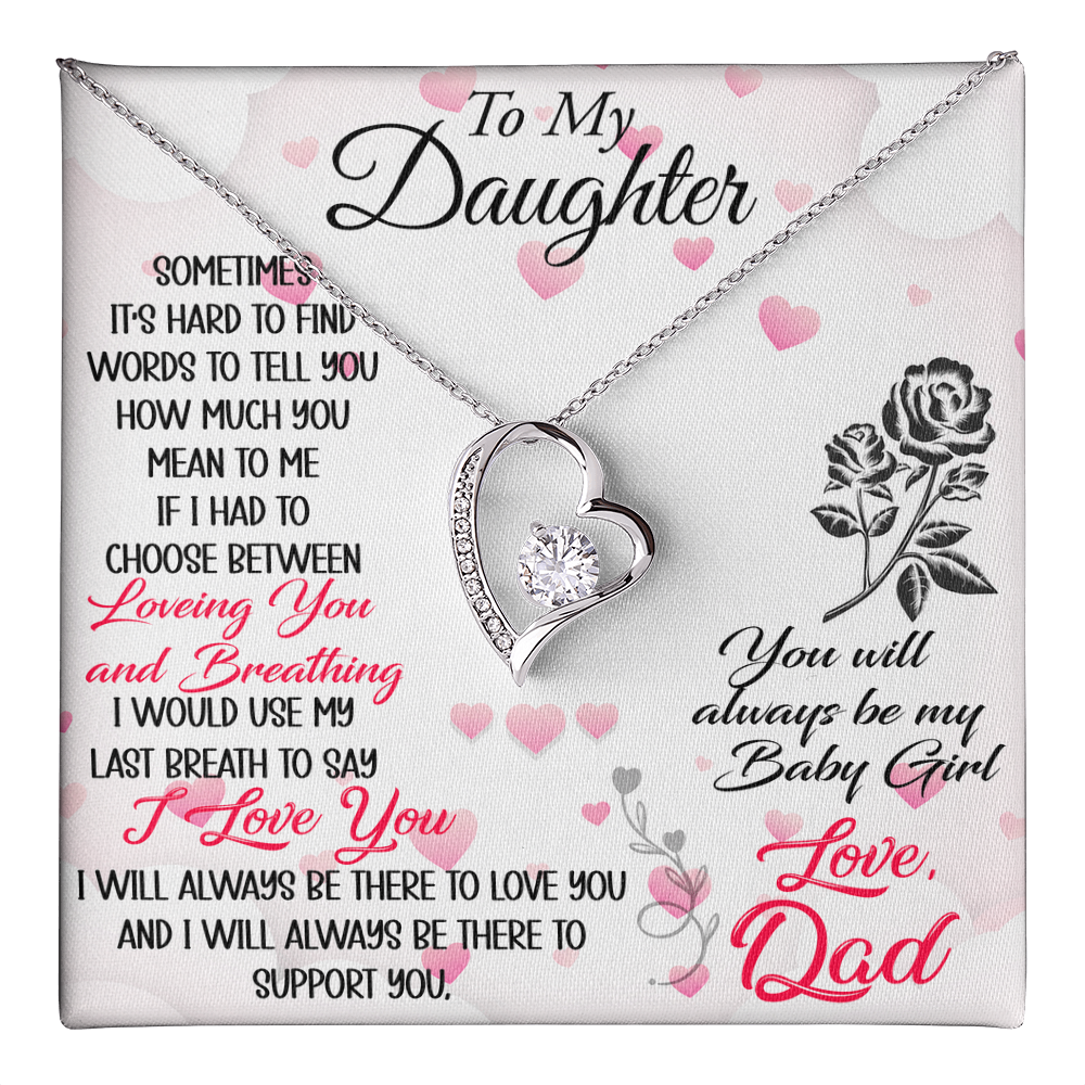 To My Daughter Forever Love Heart Necklace - Luxury Family Matching Gift from Dad, Father for Birthday, Christmas, or any Special Occasion