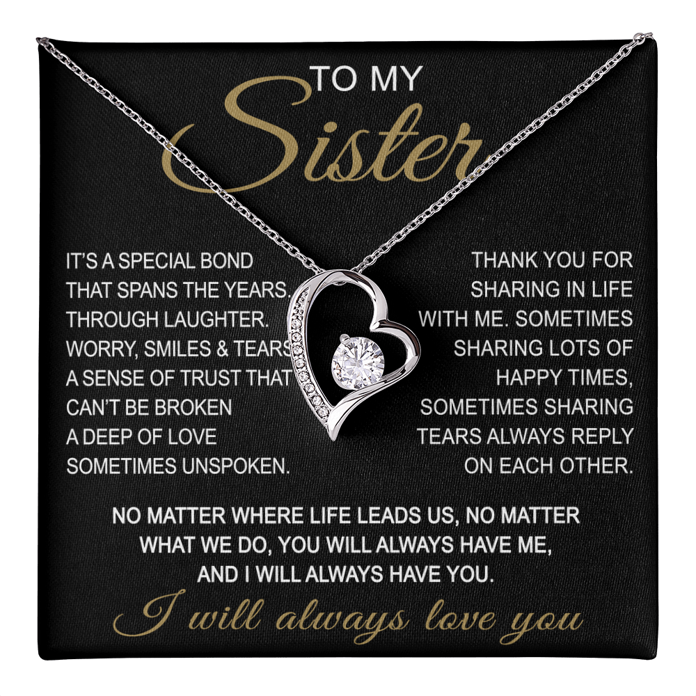 To My Sister Forever Love Necklace Sister Gifts With Heartfelt Message, Sister Gifts From Sister Brother For Birthday