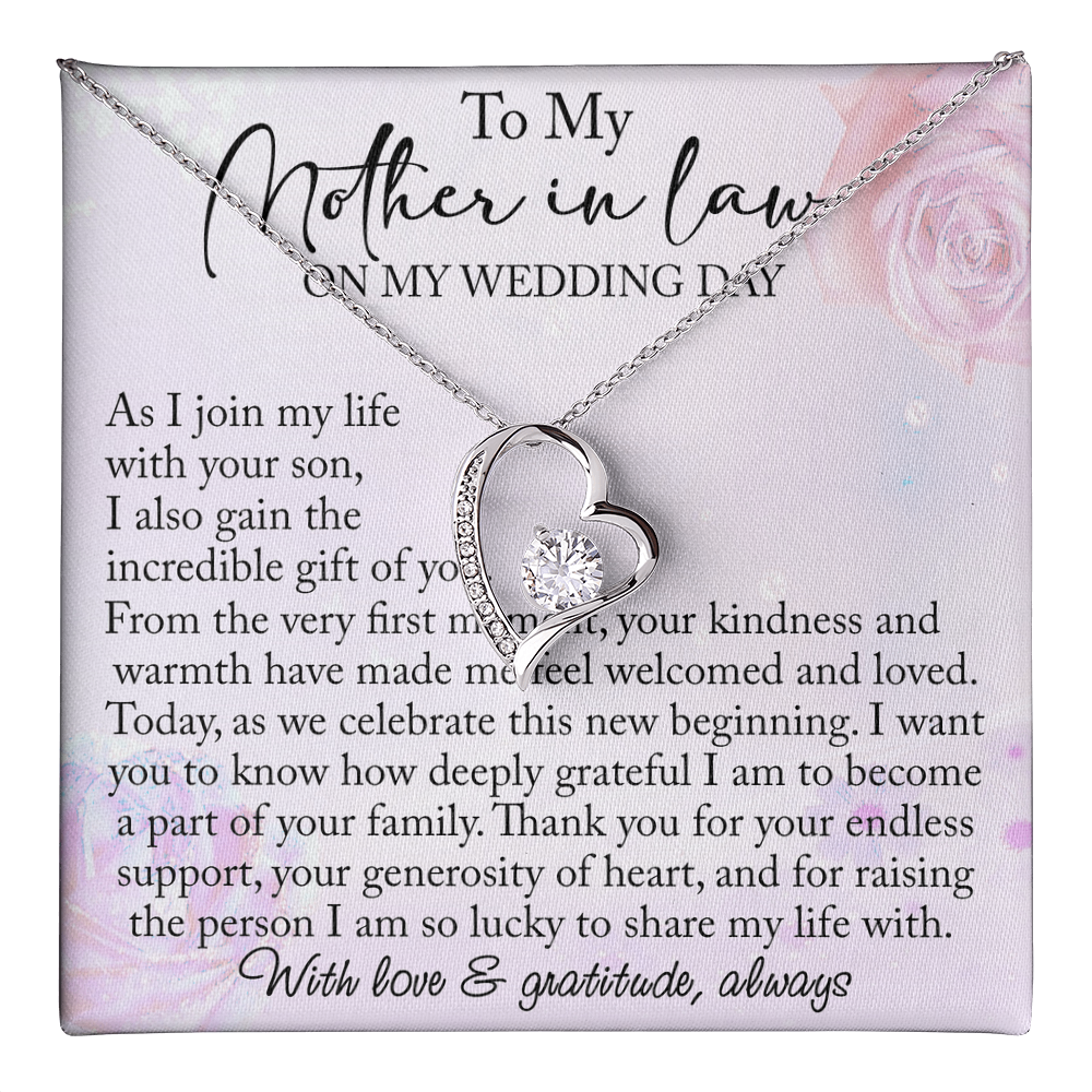 Mother-in-Law Wedding Day Forever Love Heart Necklace, Custom MIL Jewelry, Daughter-in-Law Gift, Personalized Gift From Bride