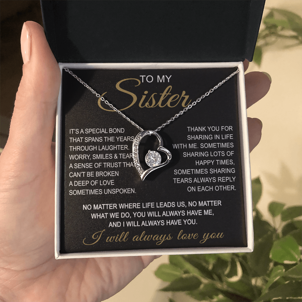 To My Sister Forever Love Necklace Sister Gifts With Heartfelt Message, Sister Gifts From Sister Brother For Birthday