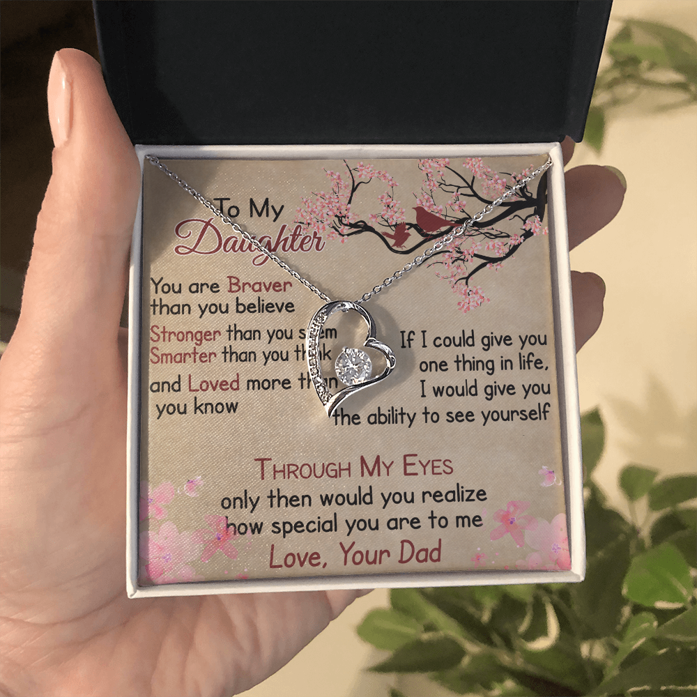 To My Daughter Gift from Dad - Forever Love Necklace for Your Princess, Little Girl Present