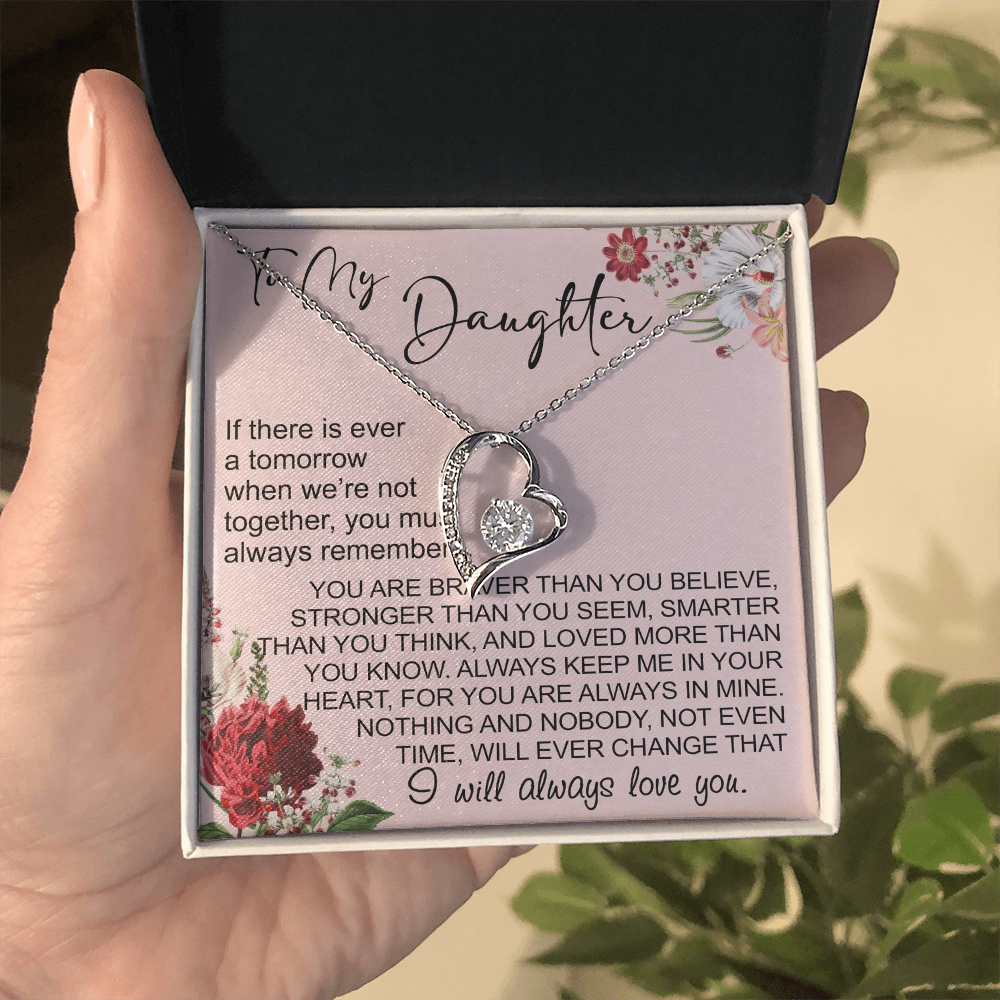 To My Daughter Gift from Dad Mom, Mother In Law, Father In Law - Forever Love Heart Necklace For Little Girl