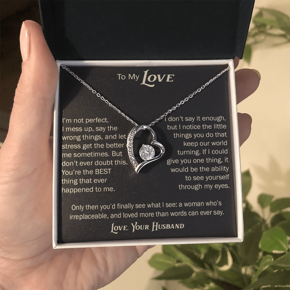Forever Love Necklace for Wife From Husband, Anniversary Jewelry, Christmas Birthday Present for Her, To My Soulmate Gift