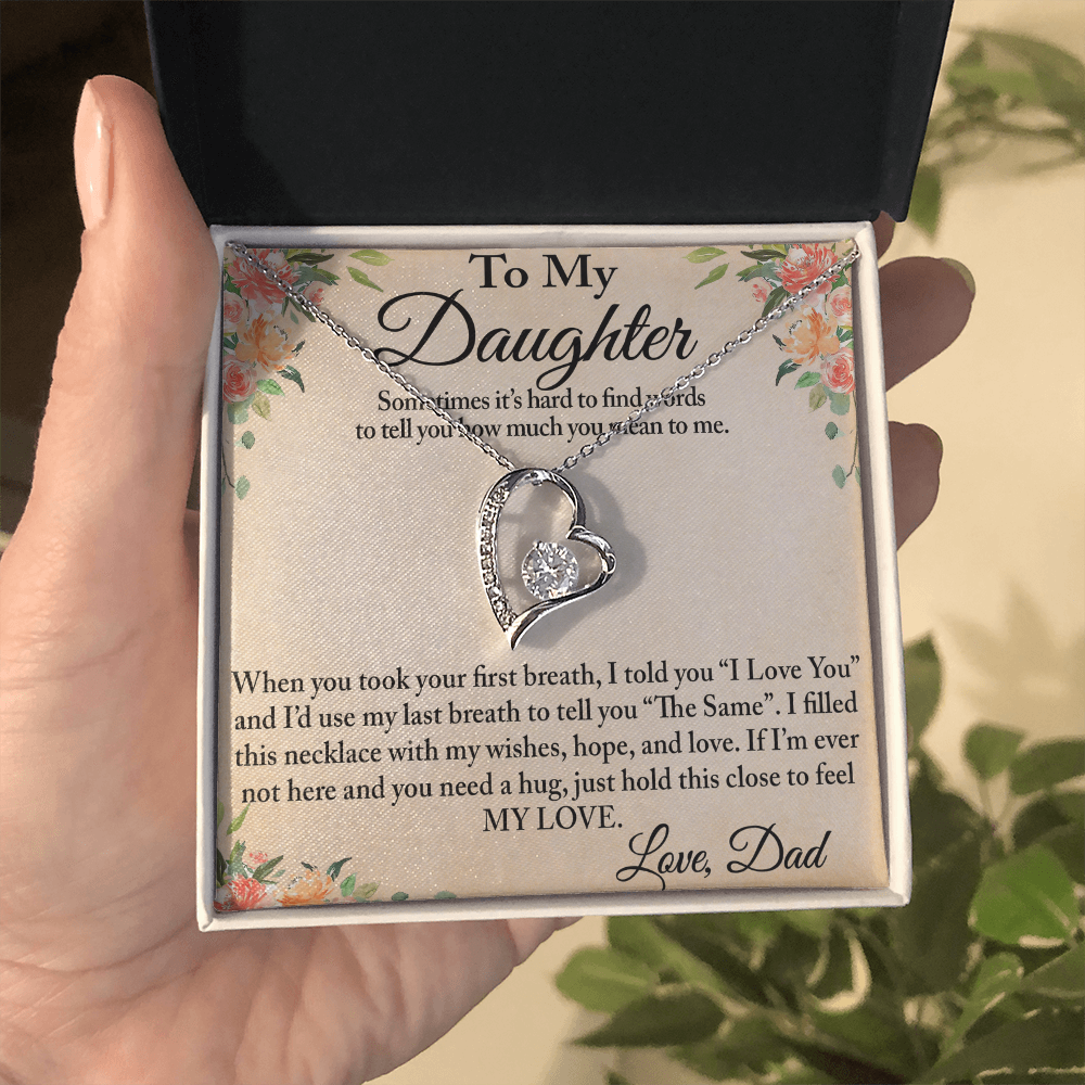 To My Daughter Unique Gift From Dad Forever Love Heart Necklace for Little Girl (134218942827)