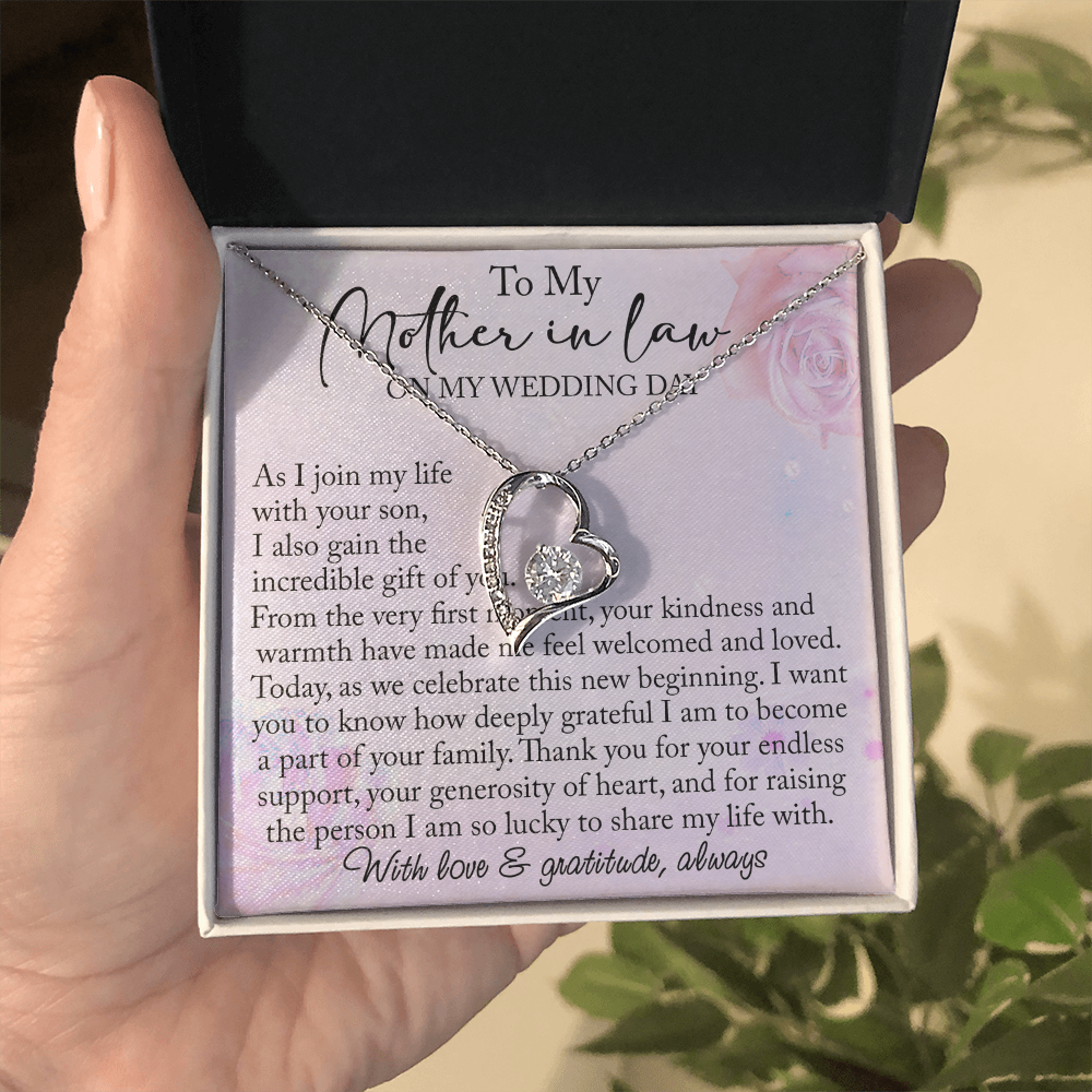 Mother-in-Law Wedding Day Forever Love Heart Necklace, Custom MIL Jewelry, Daughter-in-Law Gift, Personalized Gift From Bride