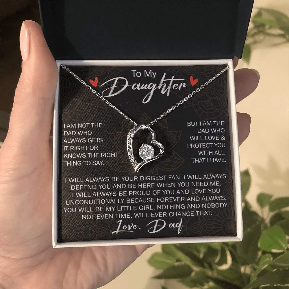 To My Daughter Forever Love Necklace Gift - Family Matching Jewelry for Birthday Back to School, Christmas Eve from Dad Papa, Father