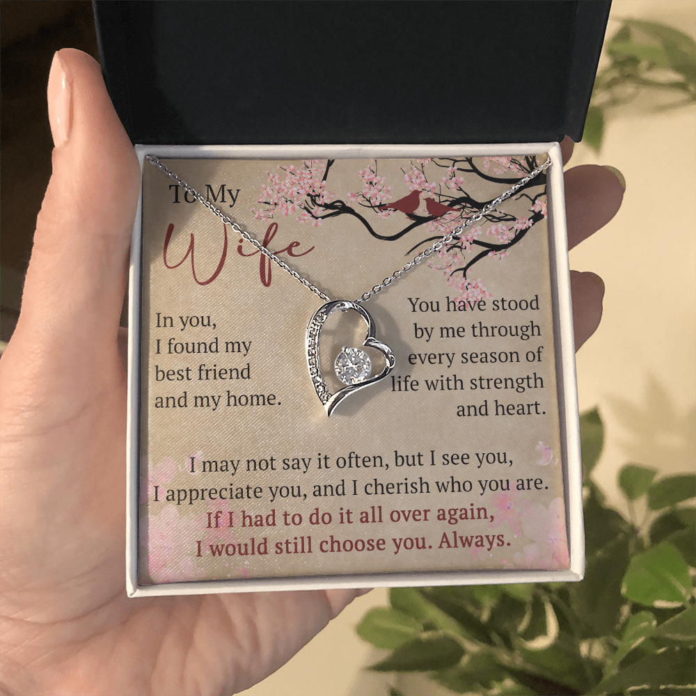Wife Necklace Anniversary Gift Birthday Present For Her, Forever Love Necklace Romantic Keepsake from Husband