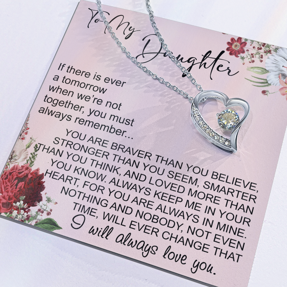 To My Daughter Gift from Dad Mom, Mother In Law, Father In Law - Forever Love Heart Necklace For Little Girl