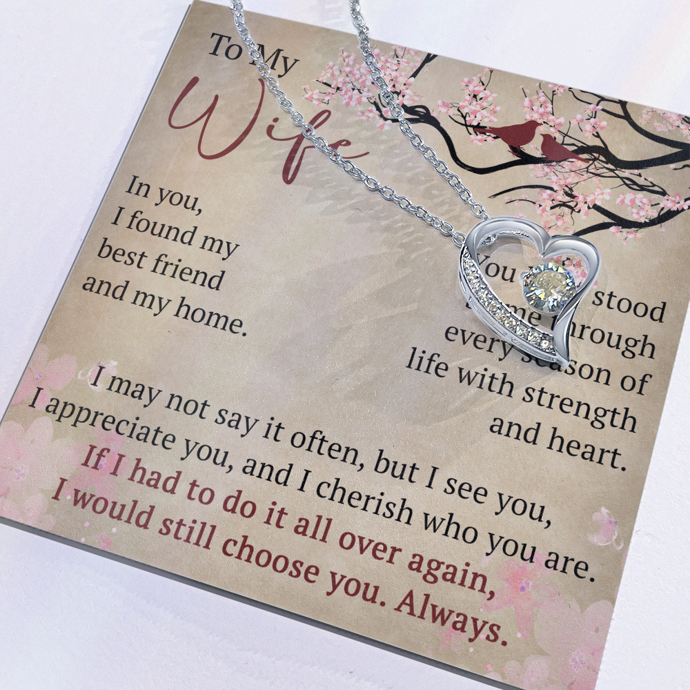Wife Necklace Anniversary Gift Birthday Present For Her, Forever Love Necklace Romantic Keepsake from Husband