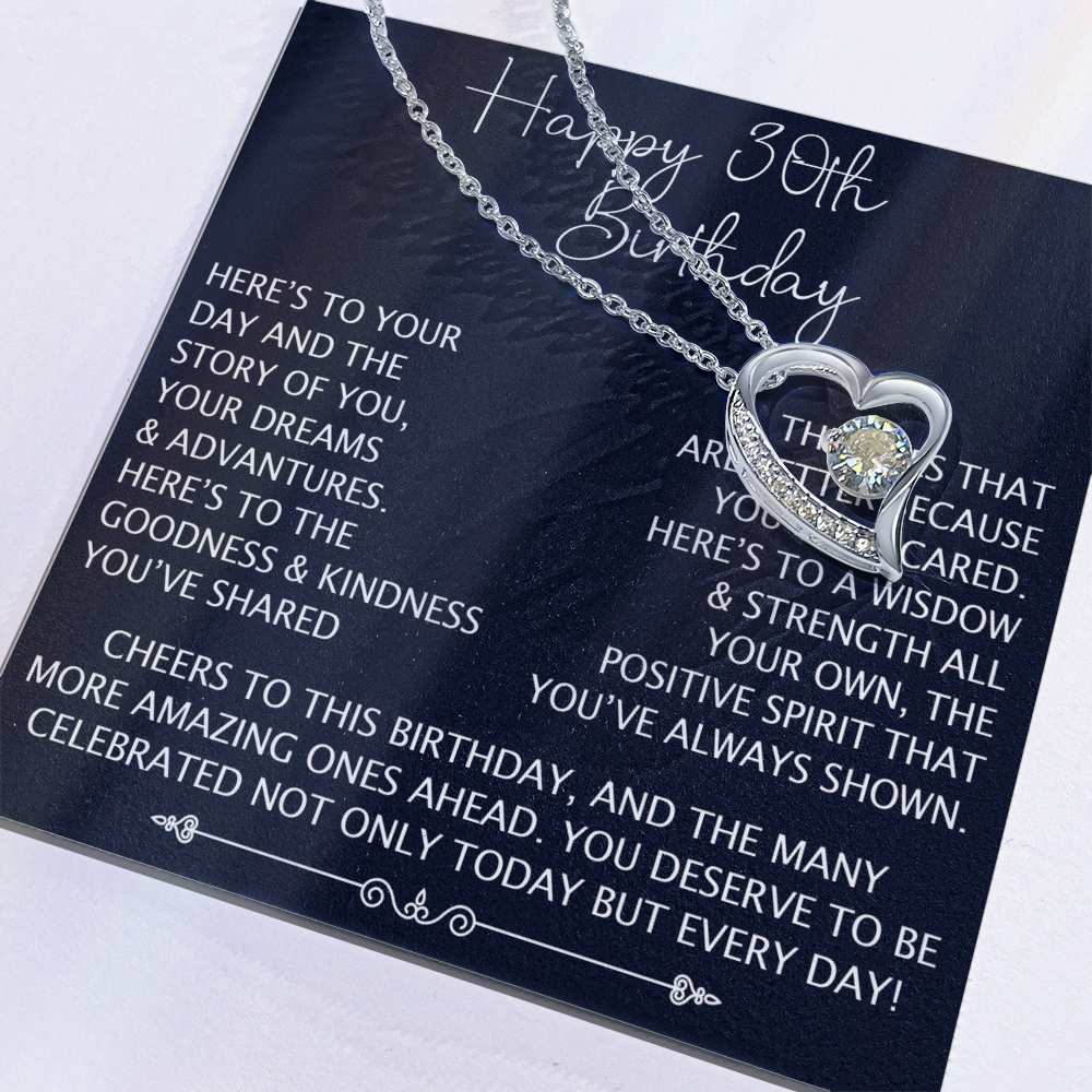 30th Birthday Gift for Her, Forever Love Heart Necklace, 30th Birthday Jewelry, Turning 30 Keepsake Gift for