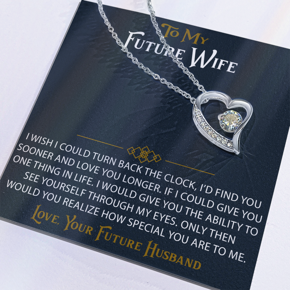 To My Future Wife Forever Love Heart Pendant Necklace Sentimental Gift for Bride (133562991407)