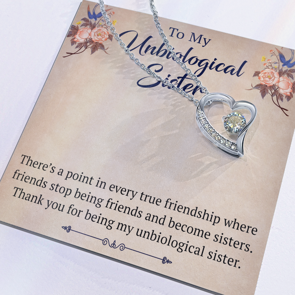 To My Unbiological Sister Forever Love Heart Necklace, Unique Gift for Birthday, Mother's Day, Christmas, or any Special Occasion
