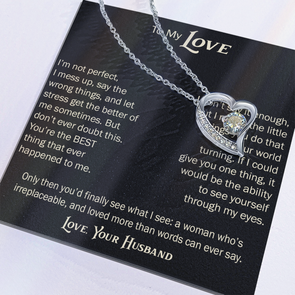 Forever Love Necklace for Wife From Husband, Anniversary Jewelry, Christmas Birthday Present for Her, To My Soulmate Gift