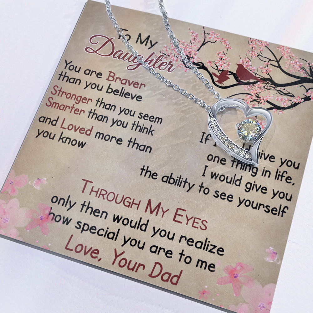 To My Daughter Gift from Dad - Forever Love Necklace for Your Princess, Little Girl Present