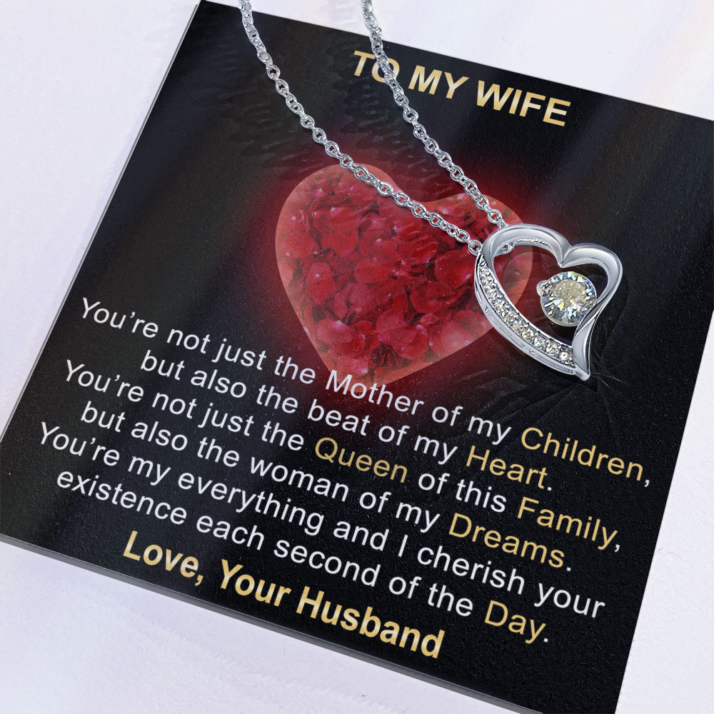 Surprise Your Wife Trending Gifts - Mother of My Children Forever Love Heart Necklace for Soulmate, Birthday, Christmas or any Special Occasion