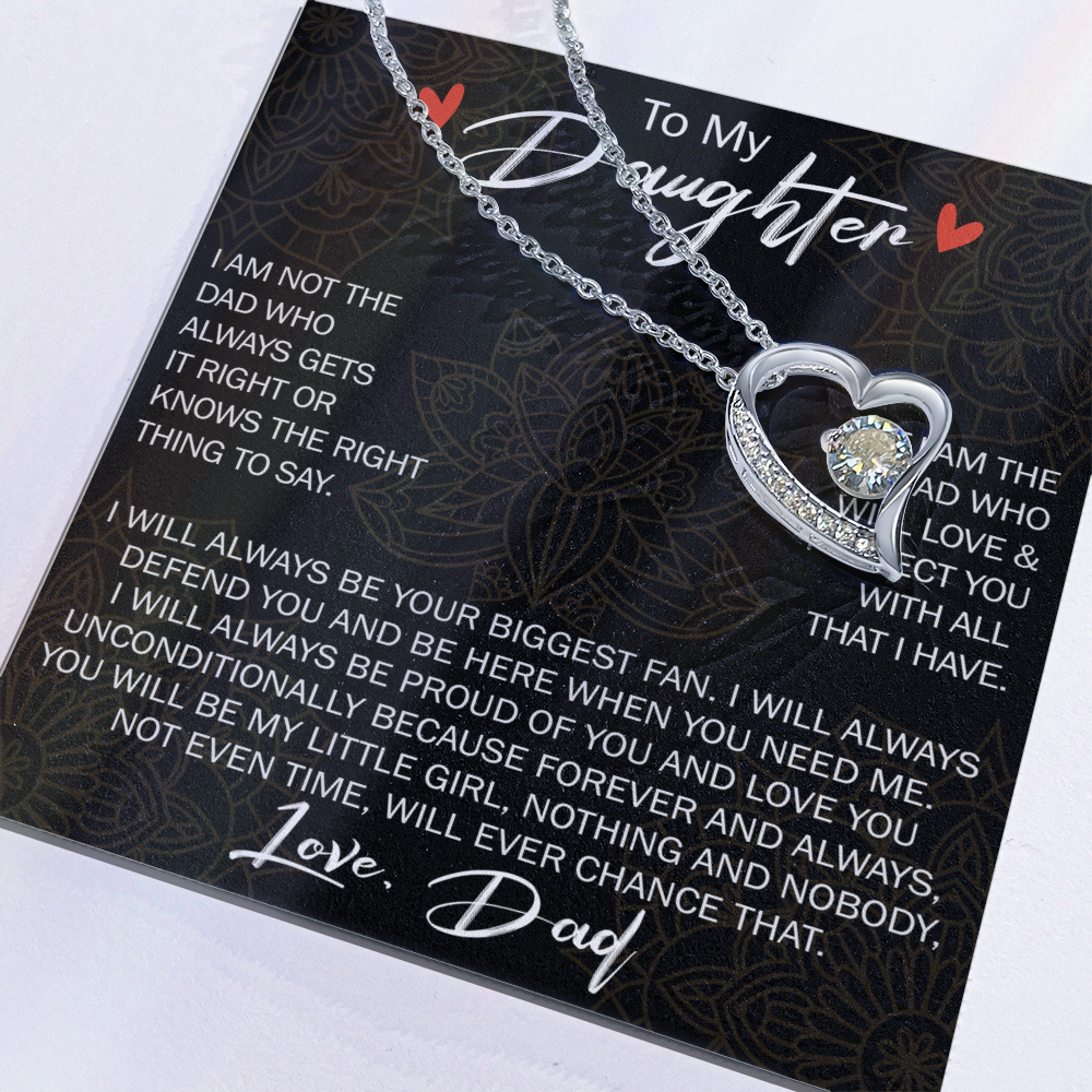 To My Daughter Forever Love Necklace Gift - Family Matching Jewelry for Birthday Back to School, Christmas Eve from Dad Papa, Father