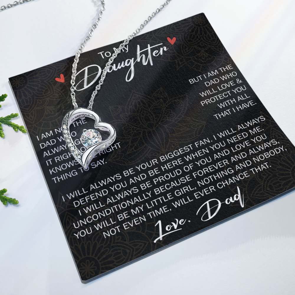 Forever Love Necklace For Loving Daughter from Dad - Unique Birthday Gift for Daughter, Graduation Gift for Little Girl